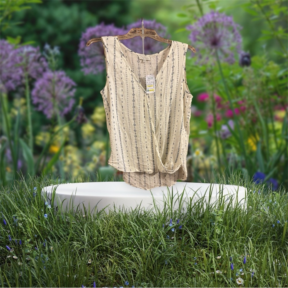 Chenault Beige and Black Striped Top PS